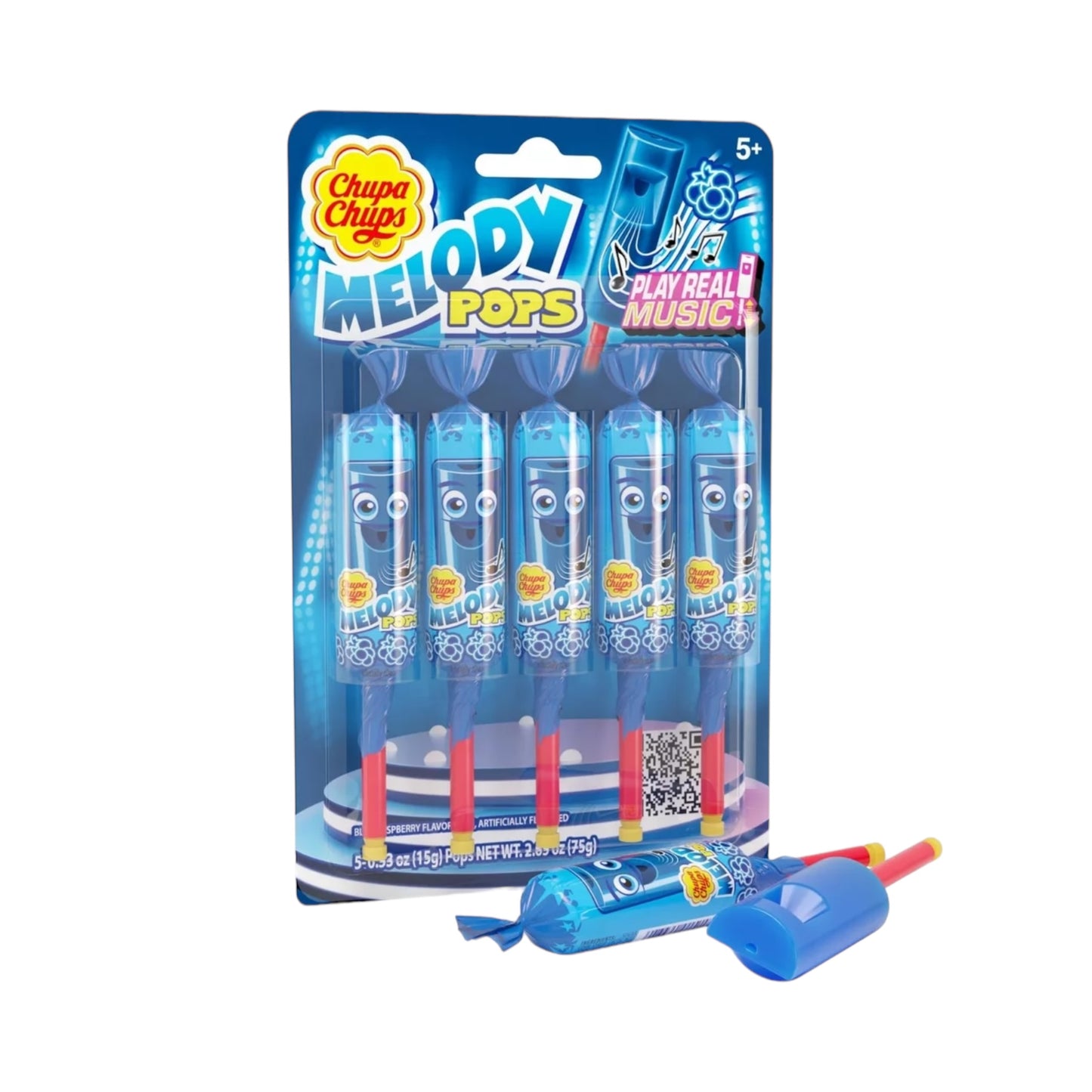 Chupa Chups Blue Raspberry Melody Pop 5 Pack - 2.65oz (75g)