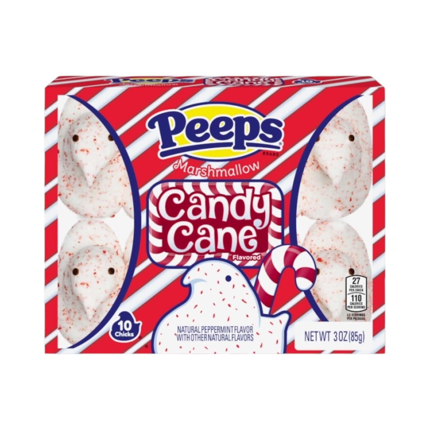 Peeps Candy Cane Marshmallow Chicks 10PK - 3oz (85g)