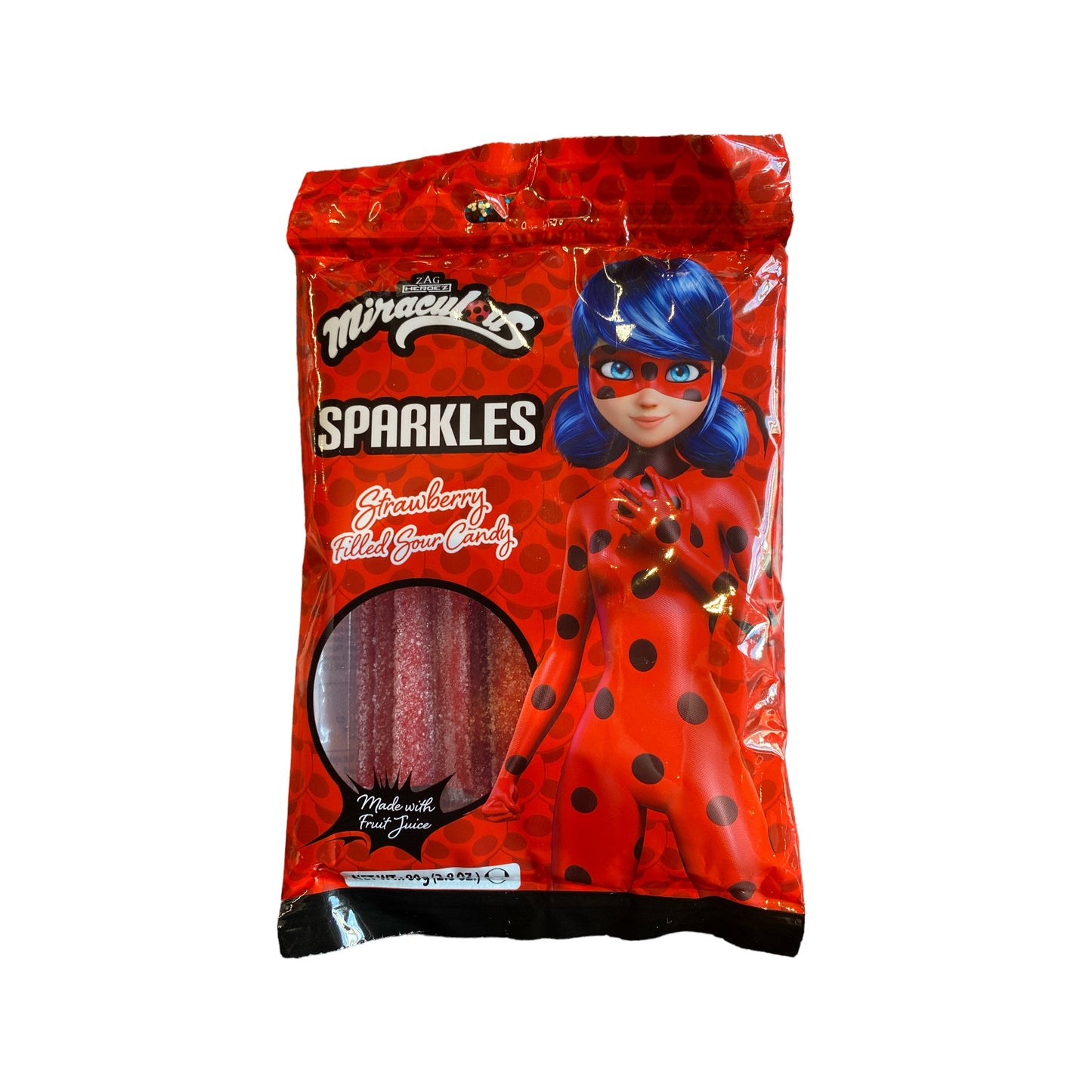 Miraculous Sparkles Filled Strawberry Ropes - 80g