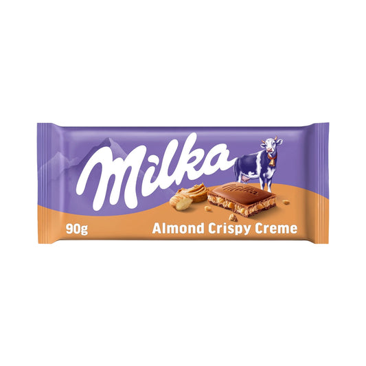 Milka Almond Crispy Creme Milk Chocolate Bar - 90g