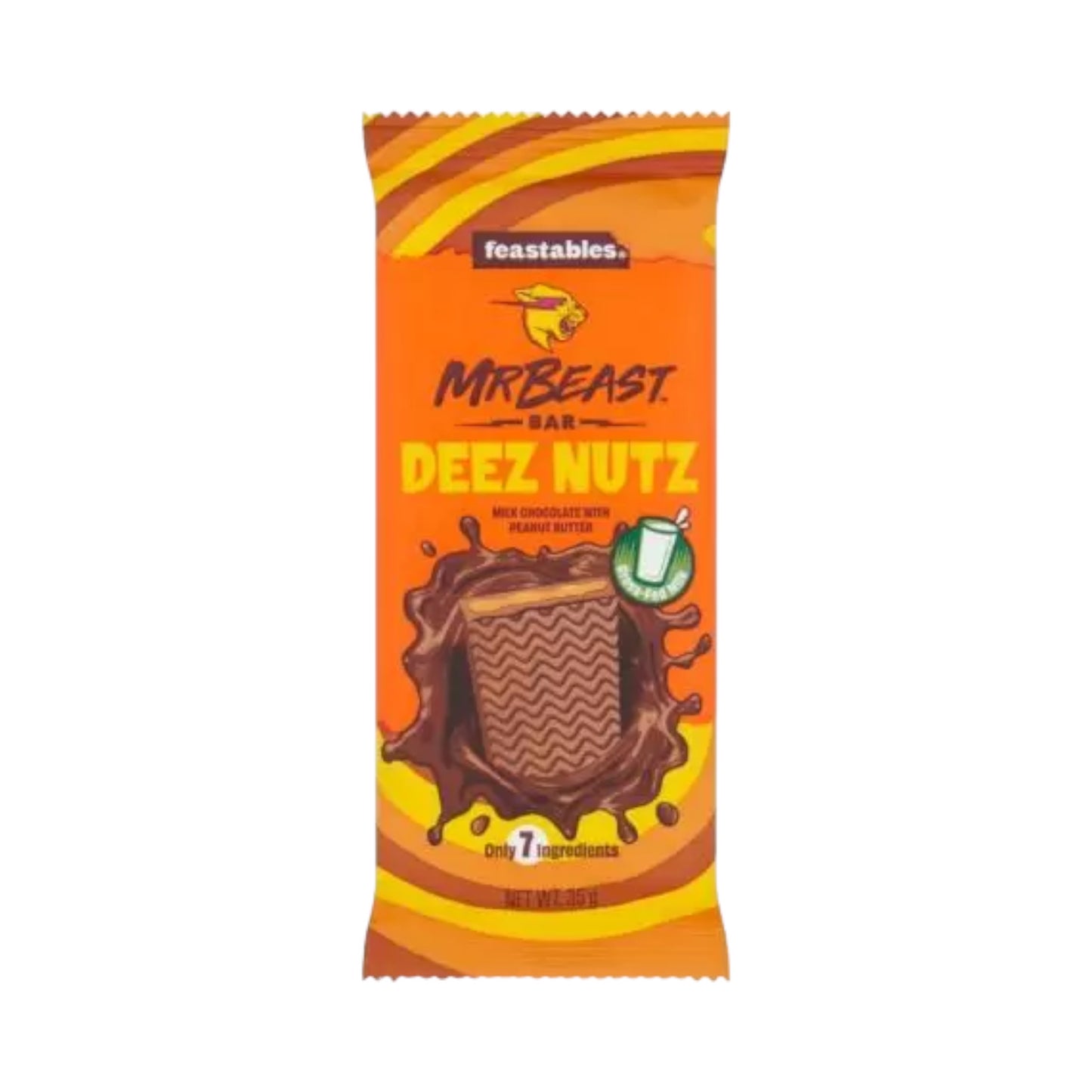 Feastables MrBeast Bar Deez Nuts Milk Chocolate with Peanut Butter - 35g (UK)