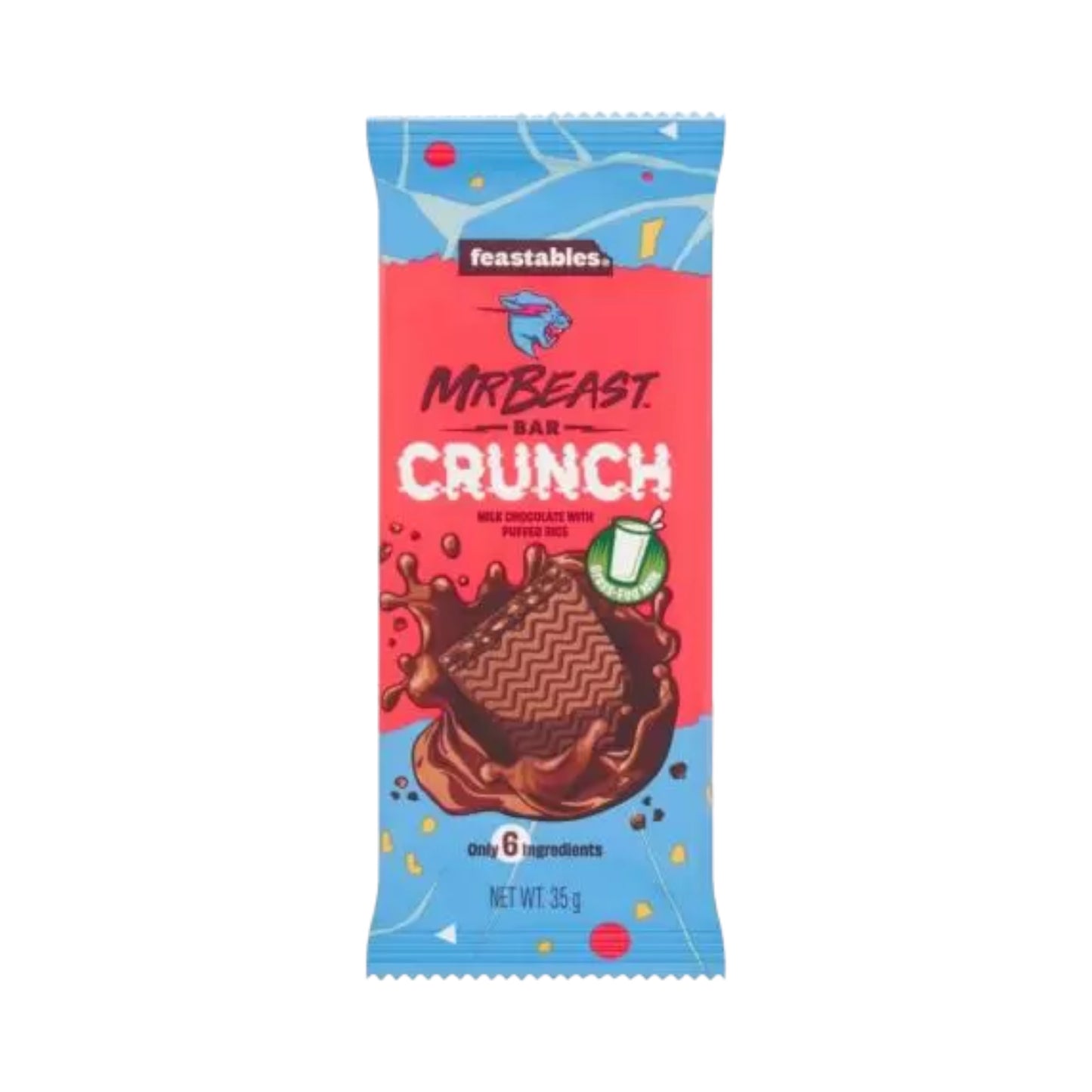 Feastables MrBeast Bar Crunch Milk Chocolate with Puffed Rice - 35g (UK)