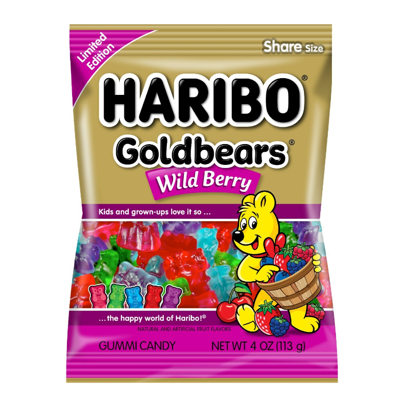 Haribo Gold Bears Wildberry Peg Bag 4oz (113g)