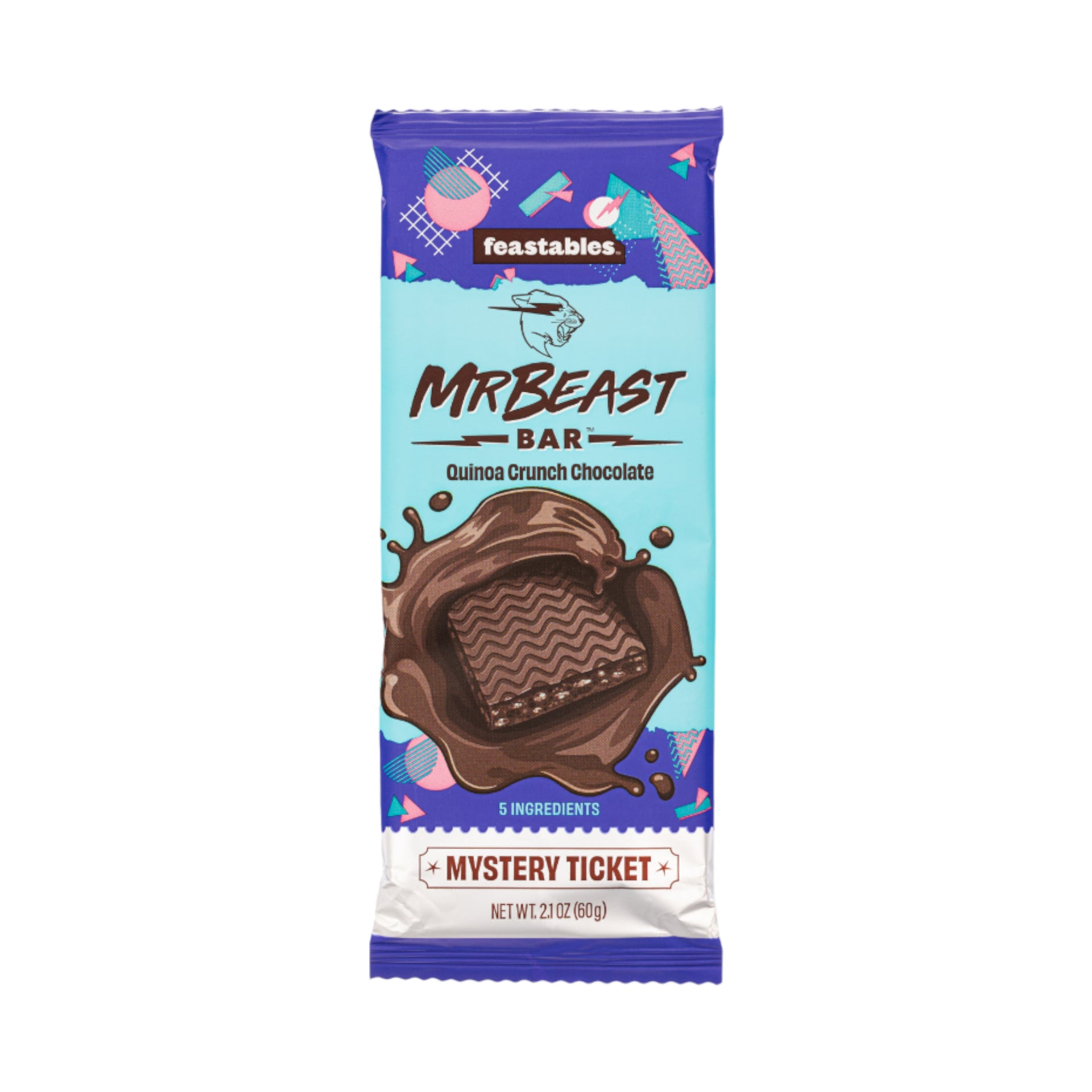 Feastables MrBeast Peanut Butter Chocolate Snack Bars, 40g Each, 5 Bars per  Box