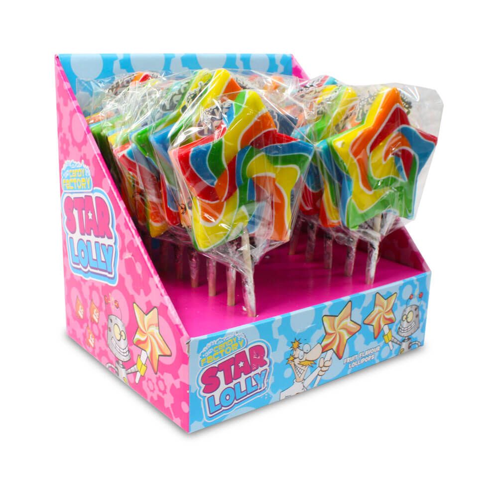 Crazy Candy Factory Star Lollipops 125g - Single