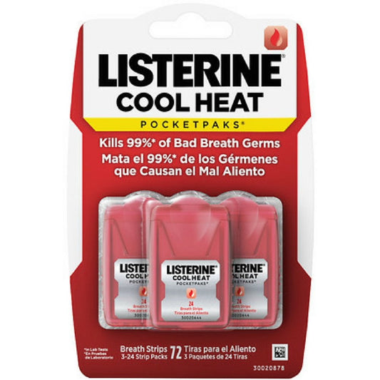 3 Pack - Listerine PocketPaks Oral Care Strips, Cool Heat-Cinnamon 3-24-strip pk, 72 Strips