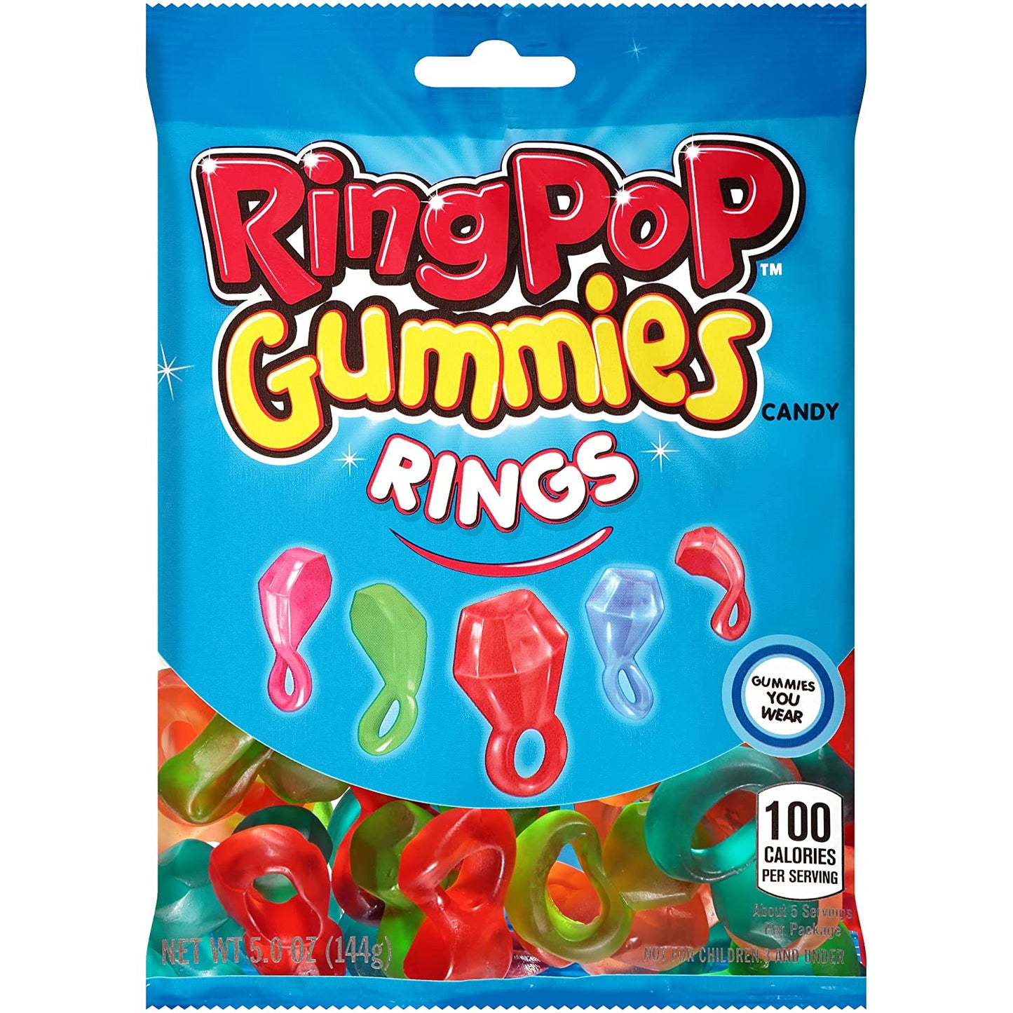 Topps Ring Pop Gummies Rings Peg Bag 144g