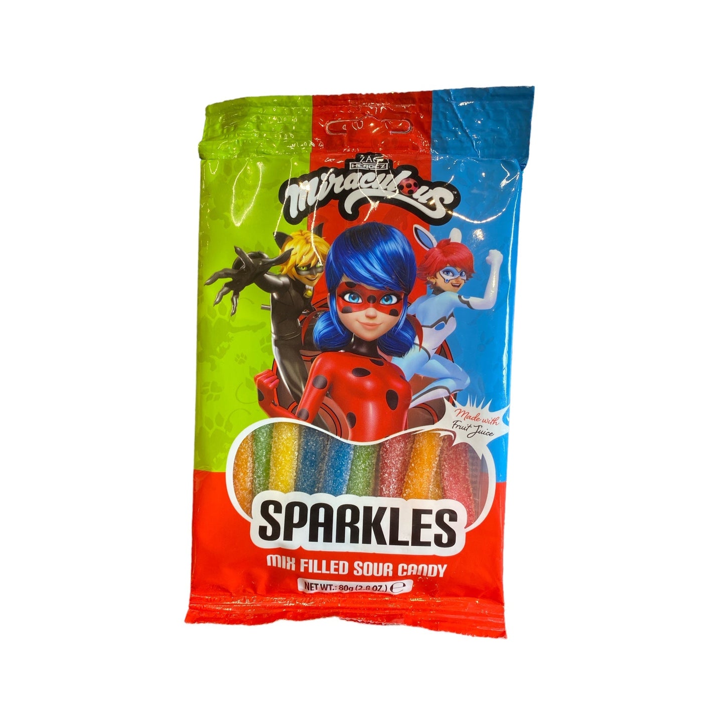 Miraculous Sparkles Rainbow Filled Candy Ropes - 2.8oz (80g)
