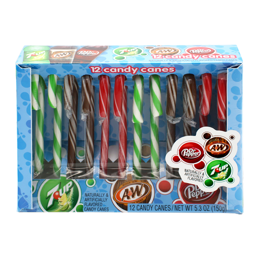 Dr. Pepper, A&W and 7Up Soda Candy Canes - 5.3oz (150g) [Christmas]