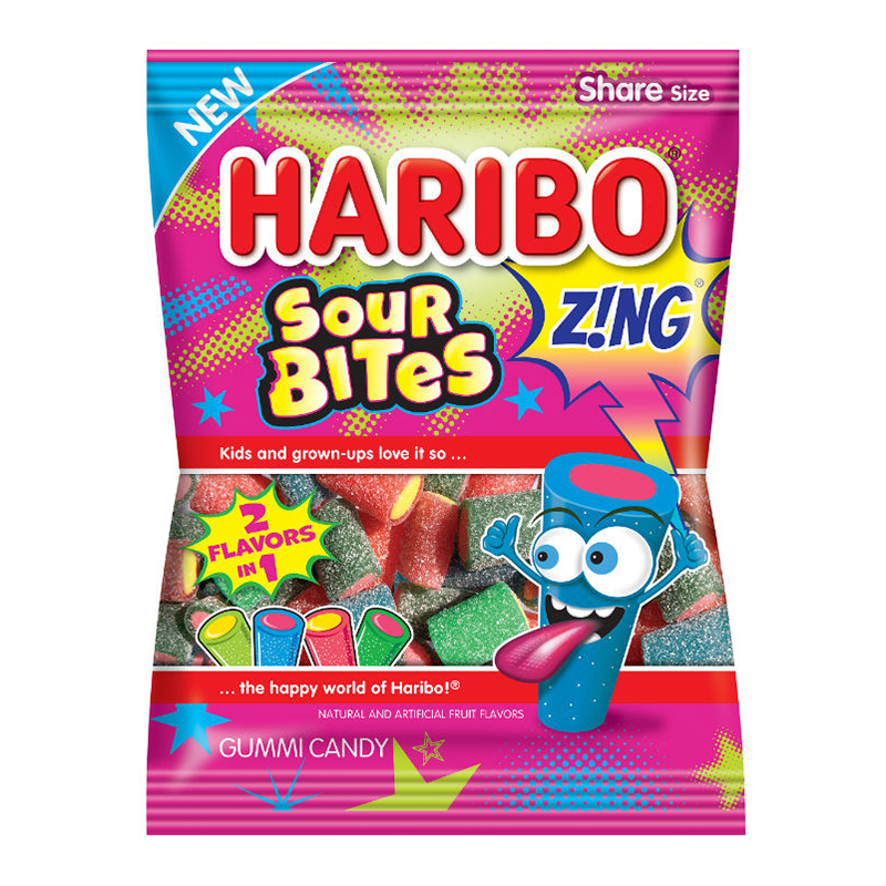 Haribo Zing Sour Bites Peg Bag 4.5oz (127g)