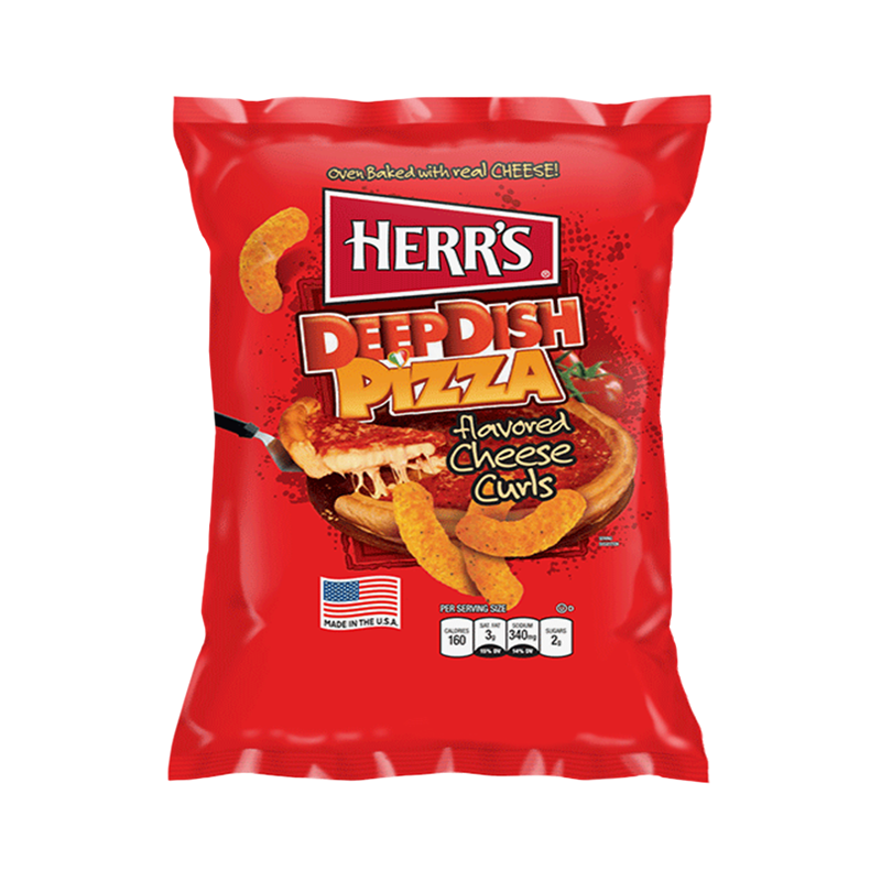 Herr's Cheese Curls - Deep Dish Pizza Flavour Puffs - 1oz