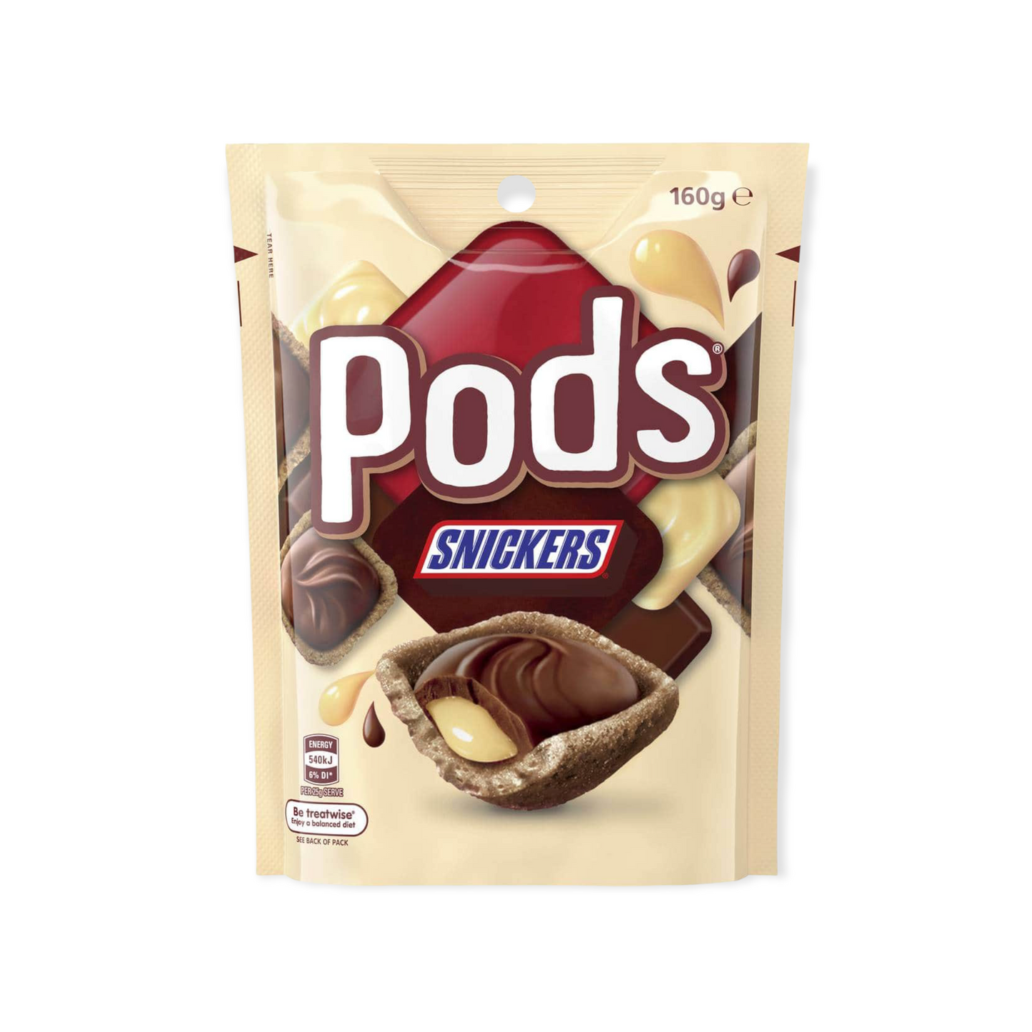 Snickers Pods Chocolate Pouch (160g) Australia Import