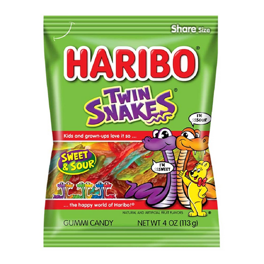 Haribo Sweet & Sour Twin Snakes 4oz (113g)