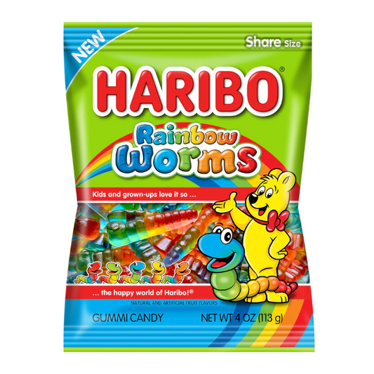 Haribo Rainbow Worms Peg Bag - 4oz (113g)