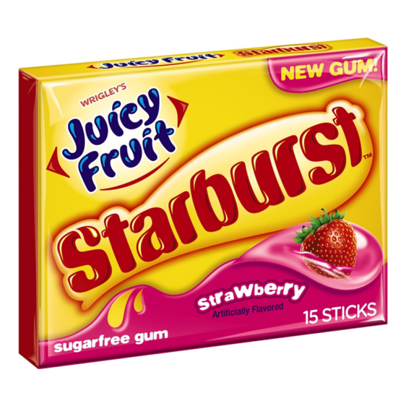 Juicy Fruit - Starburst Strawberry Chewing Gum 15 Stick