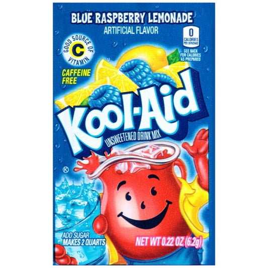 Kool Aid Blue Raspberry Lemonade Unsweetened Drink Mix Sachet 0.22oz (6.2g)