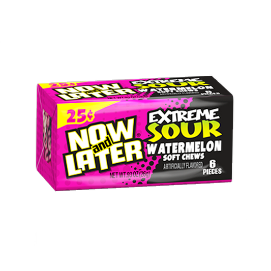 Now & Later 6 Piece EXTREME SOUR Watermelon Candy