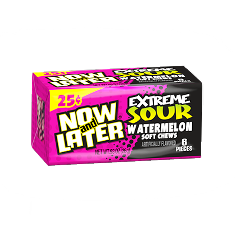 Now & Later 6 Piece EXTREME SOUR Watermelon Candy