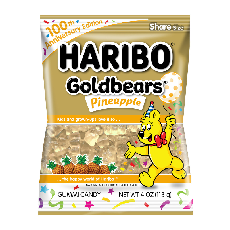 Haribo 100th Anniversary Pineapple Gold Bears - 4oz (113g)