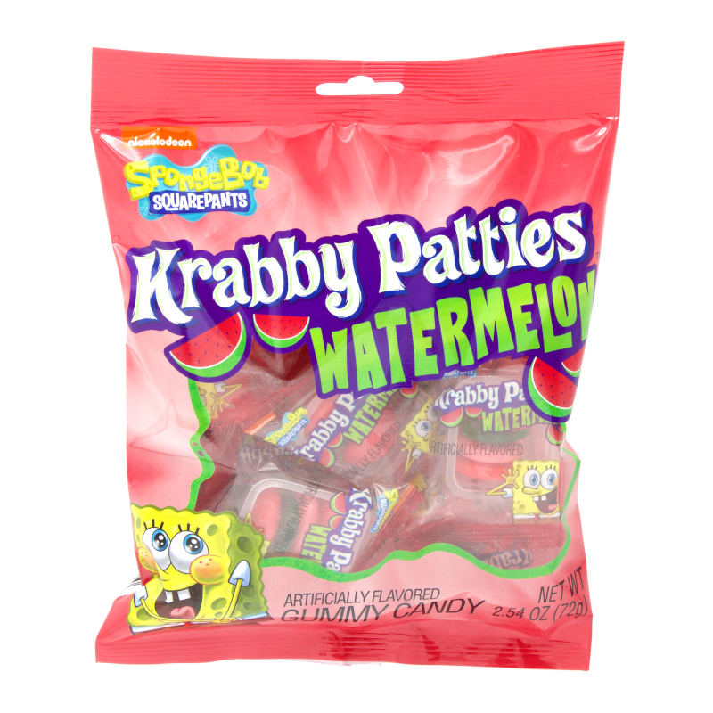 Spongebob Squarepants Gummy Krabby Patties Watermelon Peg Bag - 2.54oz (72g)
